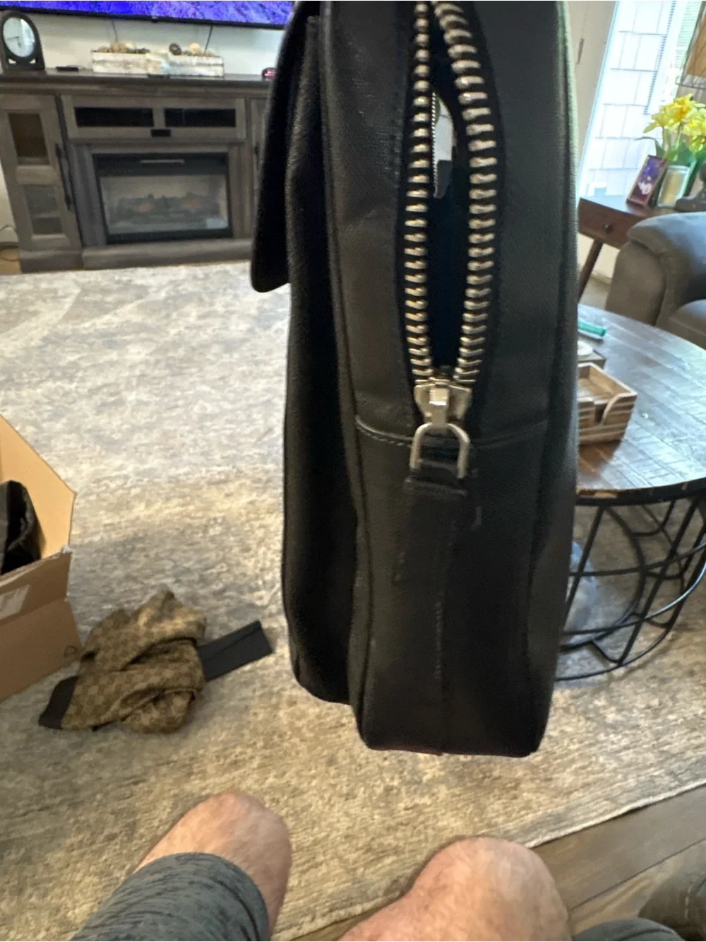 Men's Black Prada Leather Briefcase Travel & Work Bag